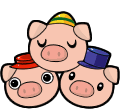 <span class='hidden-xs'>Coloriages de </span>Les trois petits cochons à colorier